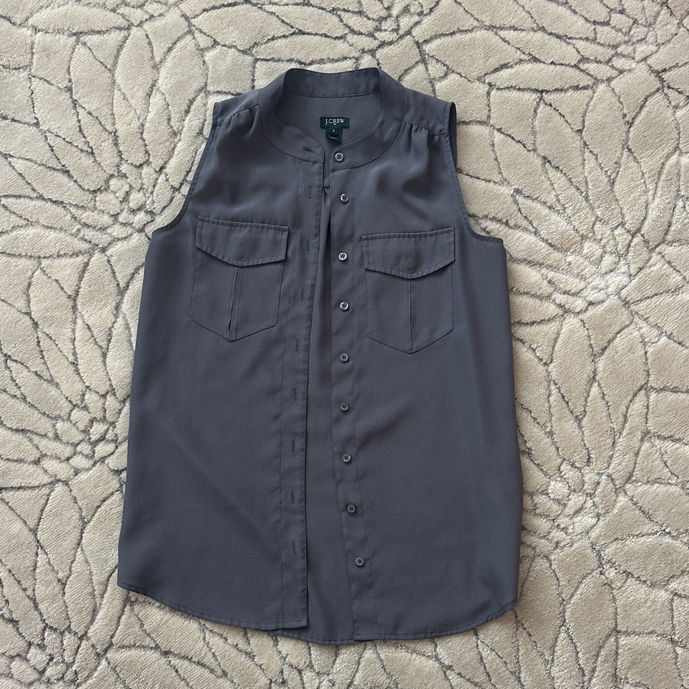 J. Crew Charcoal Sleeveless Button-Down Shirt